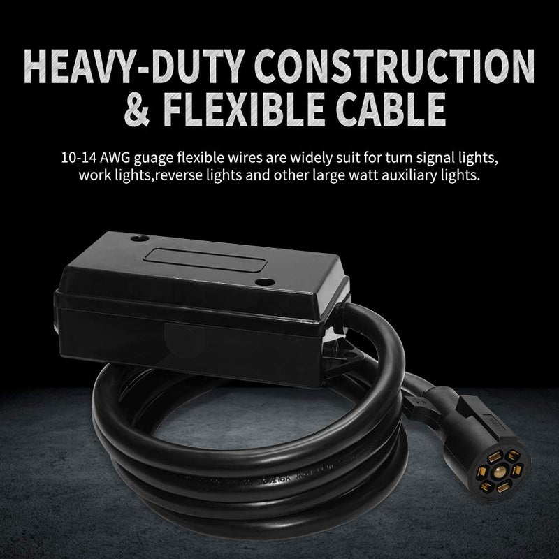 OPL5 7 Way Trailer Plug 8 Feet Heavy Duty Inline Trailer Cord with 7 Gang Wiring Junction Box Weatherproof 7 Pin Trailer Wiring Harness for Campers Caravans Vans - Image 5